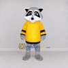Custom Gray and Yellow Raccoon in Sportswear Mascot Costume Adult Full Body Suit for Sports Events Custom Gray and Yellow Raccoon in Sportswear Mascot Costume Adult Full Body Suit for Sports Events