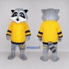 Custom Gray and Yellow Raccoon in Sportswear Mascot Costume Adult Full Body Suit for Sports Events Custom Gray and Yellow Raccoon in Sportswear Mascot Costume Adult Full Body Suit for Sports Events