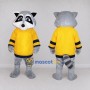 Custom Gray and Yellow Raccoon in Sportswear Mascot Costume Adult Full Body Suit for Sports Events