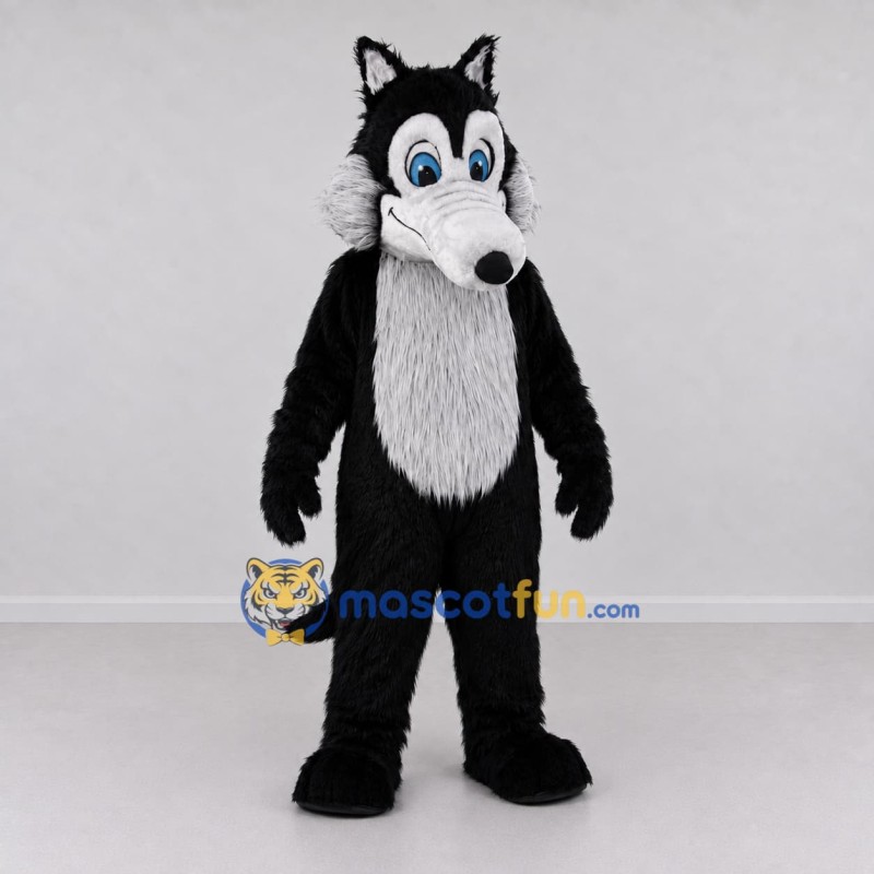 Custom Black and Gray Wolf Mascot Costume Adult Full Body Suit for School Events Custom Black and Gray Wolf Mascot Costume Adult Full Body Suit for School Events