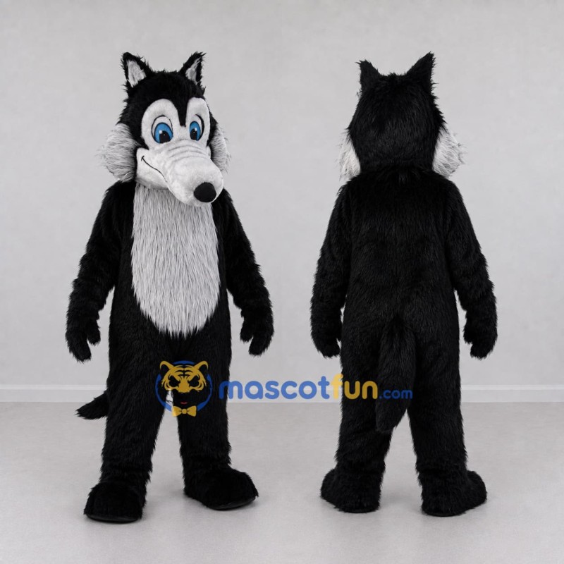 Custom Black and Gray Wolf Mascot Costume Adult Full Body Suit for School Events Custom Black and Gray Wolf Mascot Costume Adult Full Body Suit for School Events
