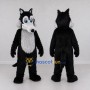 Custom Black and Gray Wolf Mascot Costume Adult Full Body Suit for School Events