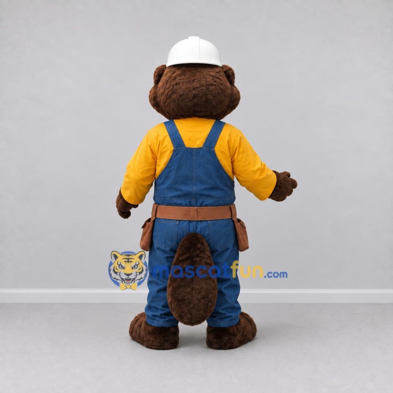 Custom Brown Yellow and Blue Beaver Builder Mascot Costume Adult Full Body Suit for Community Events