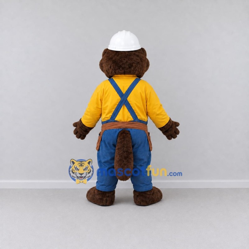 Custom Brown Yellow and Blue Beaver Builder Mascot Costume Adult Full Body Suit for Community Events