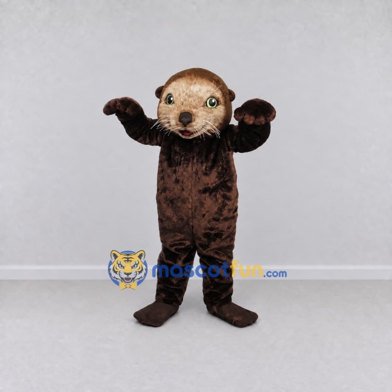 Custom Brown and Tan Otter Mascot Costume Adult Full Body Suit for Wildlife Events Custom Brown and Tan Otter Mascot Costume Adult Full Body Suit for Wildlife Events