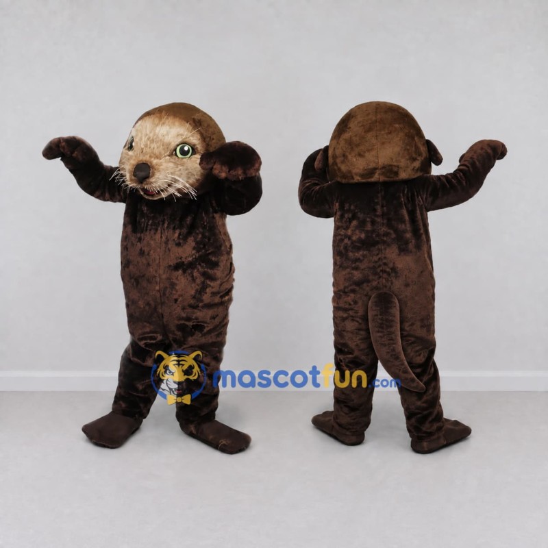 Custom Brown and Tan Otter Mascot Costume Adult Full Body Suit for Wildlife Events Custom Brown and Tan Otter Mascot Costume Adult Full Body Suit for Wildlife Events