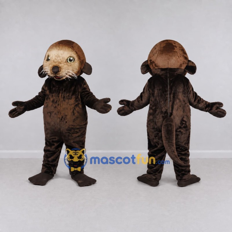 Custom Brown and Tan Otter Mascot Costume Adult Full Body Suit for Wildlife Events Custom Brown and Tan Otter Mascot Costume Adult Full Body Suit for Wildlife Events