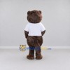 Custom Brown and White Beaver in T Shirt Mascot Costume Adult Full Body Suit for School Events Custom Brown and White Beaver in T Shirt Mascot Costume Adult Full Body Suit for School Events