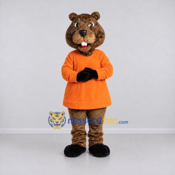 Custom Brown and Orange Beaver in T Shirt Mascot Costume Adult Full Body Suit for School Events