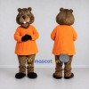 Custom Brown and Orange Beaver in T Shirt Mascot Costume Adult Full Body Suit for School Events Custom Brown and Orange Beaver in T Shirt Mascot Costume Adult Full Body Suit for School Events