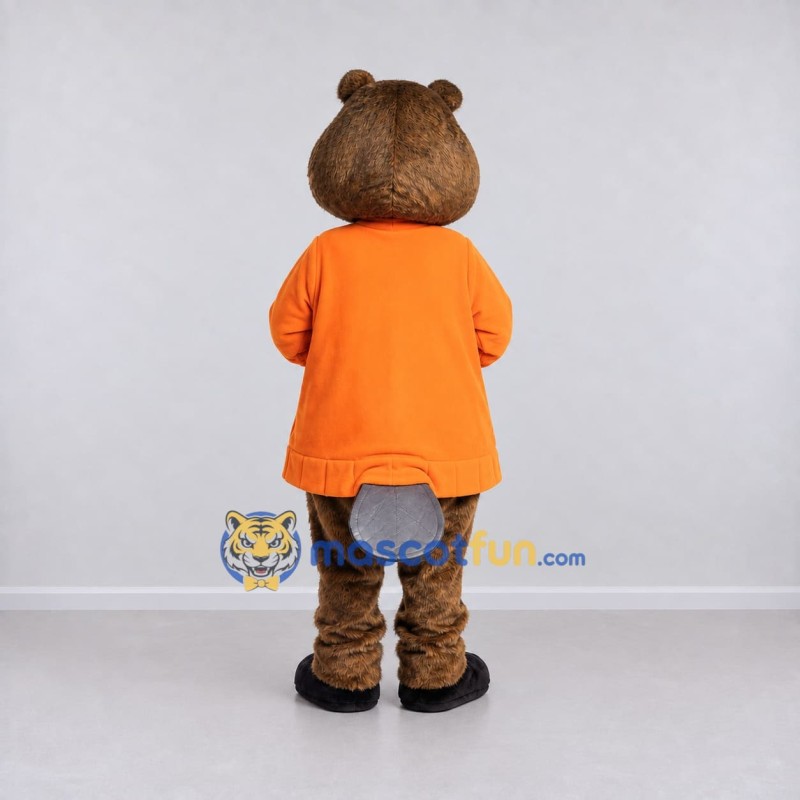Custom Brown and Orange Beaver in T Shirt Mascot Costume Adult Full Body Suit for School Events Custom Brown and Orange Beaver in T Shirt Mascot Costume Adult Full Body Suit for School Events