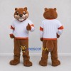 Custom Brown White and Orange Beaver in Sportswear Mascot Costume Adult Full Body Suit for Sports Events Custom Brown White and Orange Beaver in Sportswear Mascot Costume Adult Full Body Suit for Sports Events