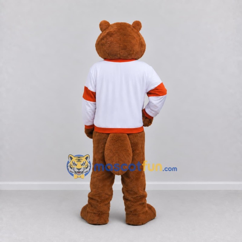 Custom Brown White and Orange Beaver in Sportswear Mascot Costume Adult Full Body Suit for Sports Events Custom Brown White and Orange Beaver in Sportswear Mascot Costume Adult Full Body Suit for Sports Events