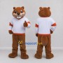 Custom Brown White and Orange Beaver in Sportswear Mascot Costume Adult Full Body Suit for Sports Events