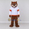 Custom Brown White and Orange Beaver in Sportswear Mascot Costume Adult Full Body Suit for Sports Events Custom Brown White and Orange Beaver in Sportswear Mascot Costume Adult Full Body Suit for Sports Events