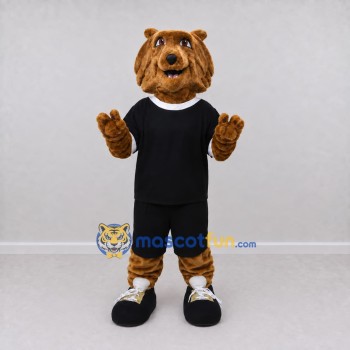Custom Brown and Black Lion in Sportswear Mascot Costume Adult Full Body Suit for Sports Events Custom Brown and Black Lion in Sportswear Mascot Costume Adult Full Body Suit for Sports Events