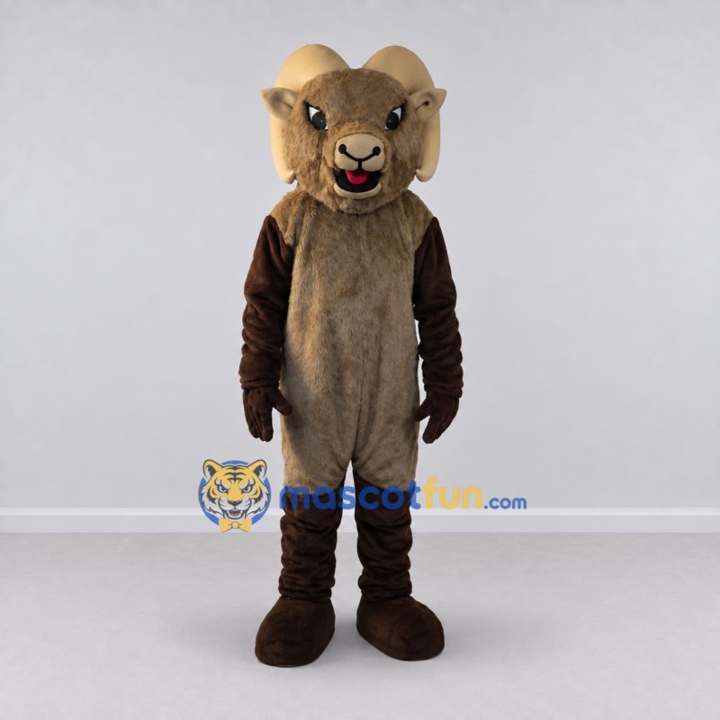 Custom Brown and Cream Ram Mascot Costume Adult Full Body Suit for School Events Custom Brown and Cream Ram Mascot Costume Adult Full Body Suit for School Events