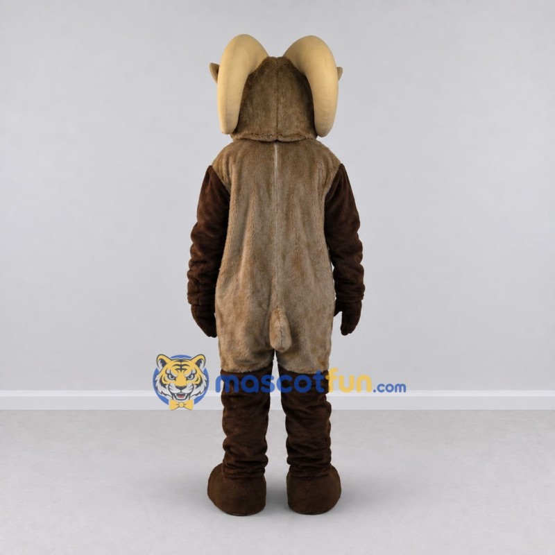 Custom Brown and Cream Ram Mascot Costume Adult Full Body Suit for School Events Custom Brown and Cream Ram Mascot Costume Adult Full Body Suit for School Events