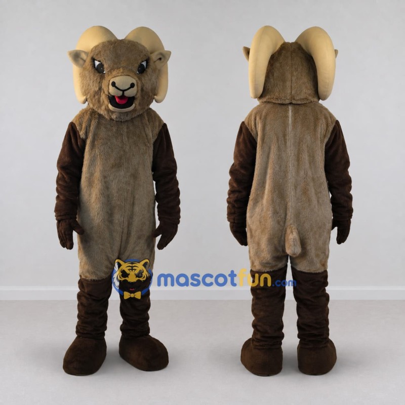 Custom Brown and Cream Ram Mascot Costume Adult Full Body Suit for School Events Custom Brown and Cream Ram Mascot Costume Adult Full Body Suit for School Events