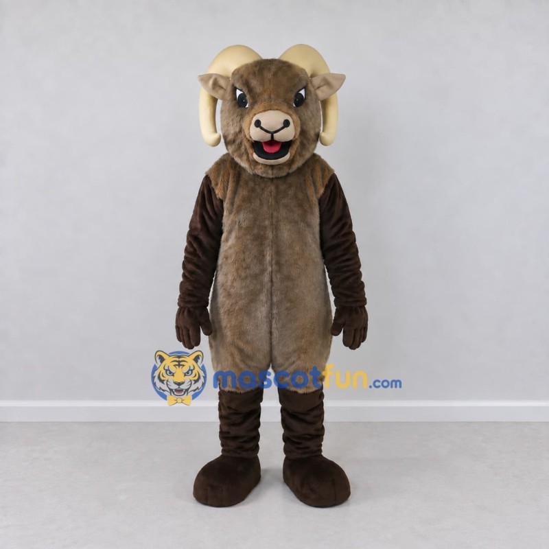 Custom Brown and Cream Ram Mascot Costume Adult Full Body Suit for School Events Custom Brown and Cream Ram Mascot Costume Adult Full Body Suit for School Events