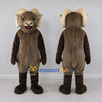 Custom Brown and Cream Ram Mascot Costume Adult Full Body Suit for School Events
