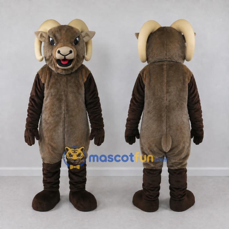 Custom Brown and Cream Ram Mascot Costume Adult Full Body Suit for School Events Custom Brown and Cream Ram Mascot Costume Adult Full Body Suit for School Events