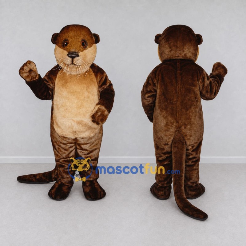 Custom Brown and Tan Otter Mascot Costume Adult Full Body Suit for Wildlife Events Custom Brown and Tan Otter Mascot Costume Adult Full Body Suit for Wildlife Events