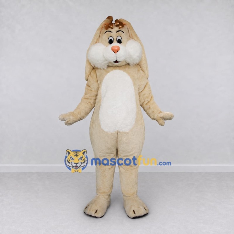 Custom Cream and White Lop Eared Rabbit Mascot Costume Adult Full Body Suit for Easter Events Custom Cream and White Lop Eared Rabbit Mascot Costume Adult Full Body Suit for Easter Events