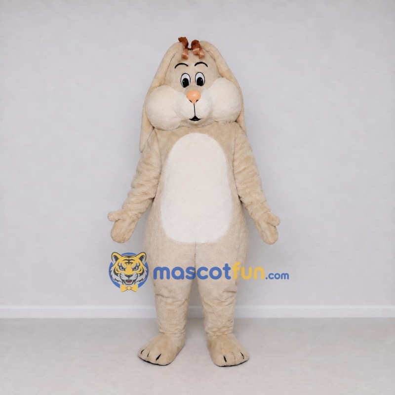 Custom Cream and White Lop Eared Rabbit Mascot Costume Adult Full Body Suit for Easter Events Custom Cream and White Lop Eared Rabbit Mascot Costume Adult Full Body Suit for Easter Events