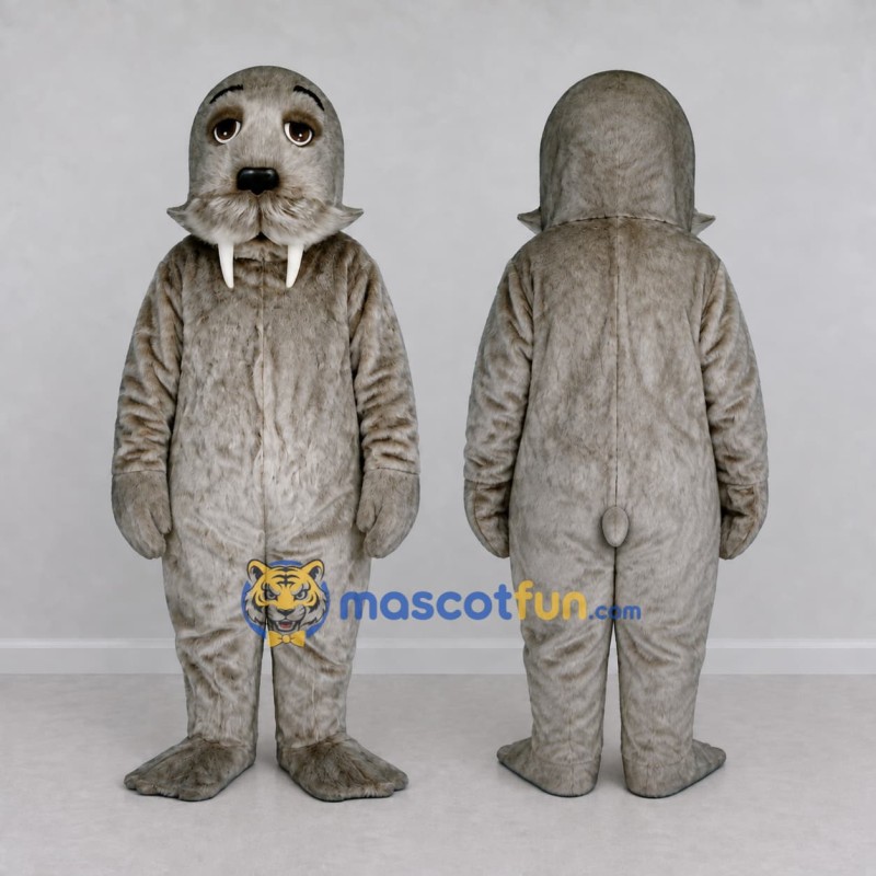 Custom Gray Walrus Mascot Costume Adult Full Body Suit for Ocean Events Custom Gray Walrus Mascot Costume Adult Full Body Suit for Ocean Events