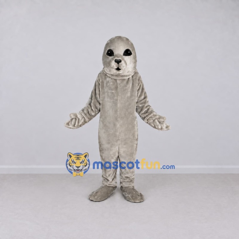 Custom Light Gray Seal Mascot Costume Adult Full Body Suit for Ocean Events Custom Light Gray Seal Mascot Costume Adult Full Body Suit for Ocean Events