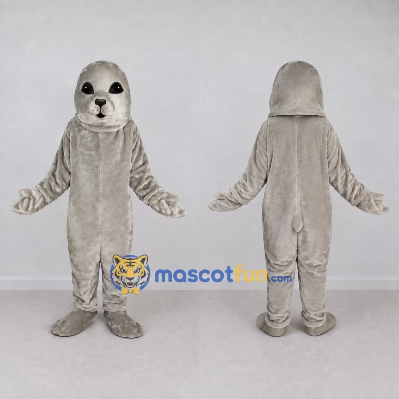Custom Light Gray Seal Mascot Costume Adult Full Body Suit for Ocean Events Custom Light Gray Seal Mascot Costume Adult Full Body Suit for Ocean Events