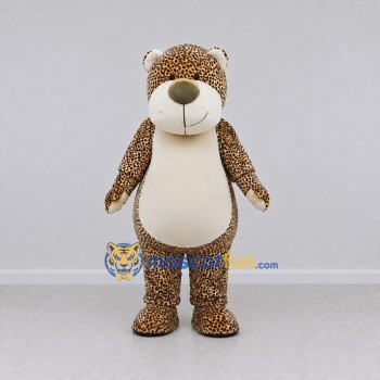 Custom Brown and White Spotted Teddy Bear Mascot Costume Adult Full Body Suit for Community Events Custom Brown and White Spotted Teddy Bear Mascot Costume Adult Full Body Suit for Community Events