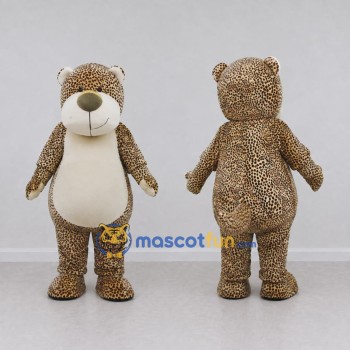 Custom Brown and White Spotted Teddy Bear Mascot Costume Adult Full Body Suit for Community Events