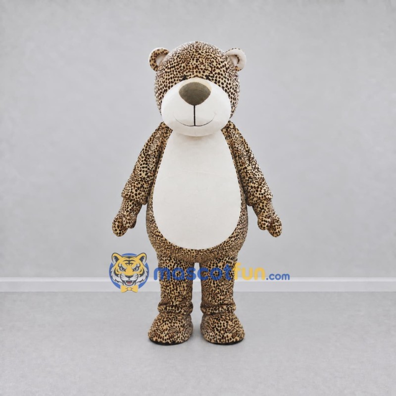 Custom Brown and White Spotted Teddy Bear Mascot Costume Adult Full Body Suit for Community Events Custom Brown and White Spotted Teddy Bear Mascot Costume Adult Full Body Suit for Community Events