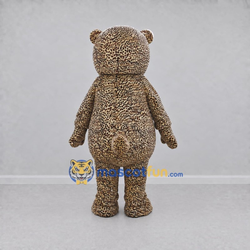 Custom Brown and White Spotted Teddy Bear Mascot Costume Adult Full Body Suit for Community Events Custom Brown and White Spotted Teddy Bear Mascot Costume Adult Full Body Suit for Community Events