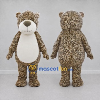 Custom Brown and White Spotted Teddy Bear Mascot Costume Adult Full Body Suit for Community Events