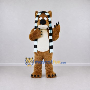 Custom Brown Black and White Beaver with Scarf Mascot Costume Adult Full Body Suit for Winter Events Custom Brown Black and White Beaver with Scarf Mascot Costume Adult Full Body Suit for Winter Events