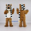Custom Brown Black and White Beaver with Scarf Mascot Costume Adult Full Body Suit for Winter Events Custom Brown Black and White Beaver with Scarf Mascot Costume Adult Full Body Suit for Winter Events