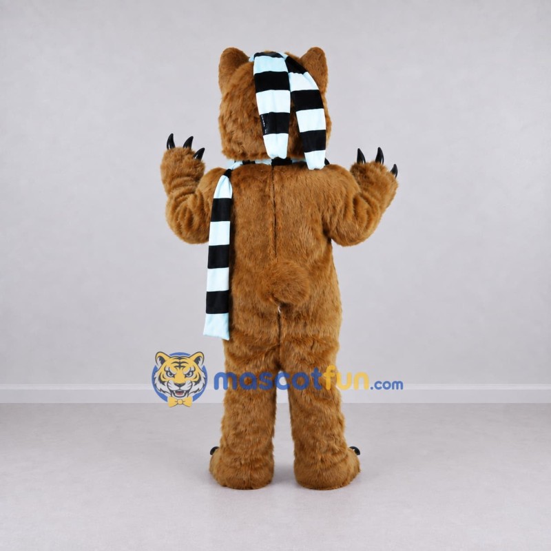 Custom Brown Black and White Beaver with Scarf Mascot Costume Adult Full Body Suit for Winter Events Custom Brown Black and White Beaver with Scarf Mascot Costume Adult Full Body Suit for Winter Events