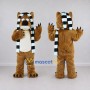 Custom Brown Black and White Beaver with Scarf Mascot Costume Adult Full Body Suit for Winter Events