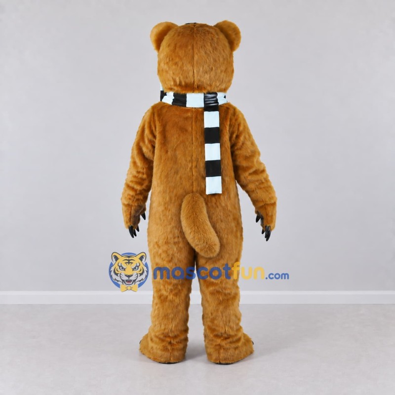 Custom Brown Black and White Beaver with Scarf Mascot Costume Adult Full Body Suit for Winter Events