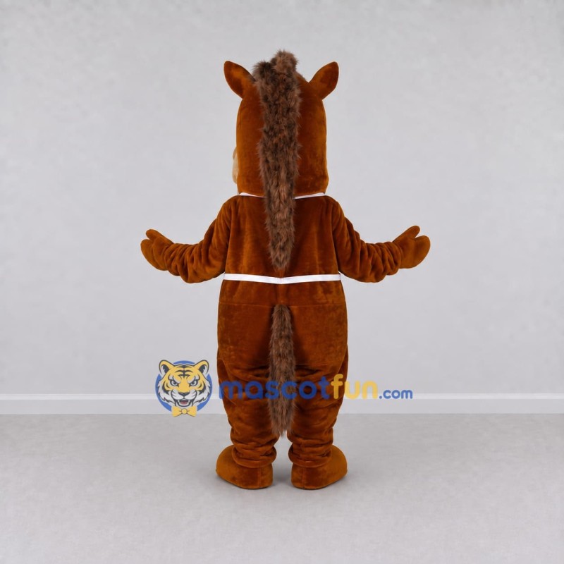 Custom Brown and White Horse Mascot Costume Adult Full Body Suit for School Events