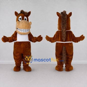 Custom Brown and White Horse Mascot Costume Adult Full Body Suit for School Events