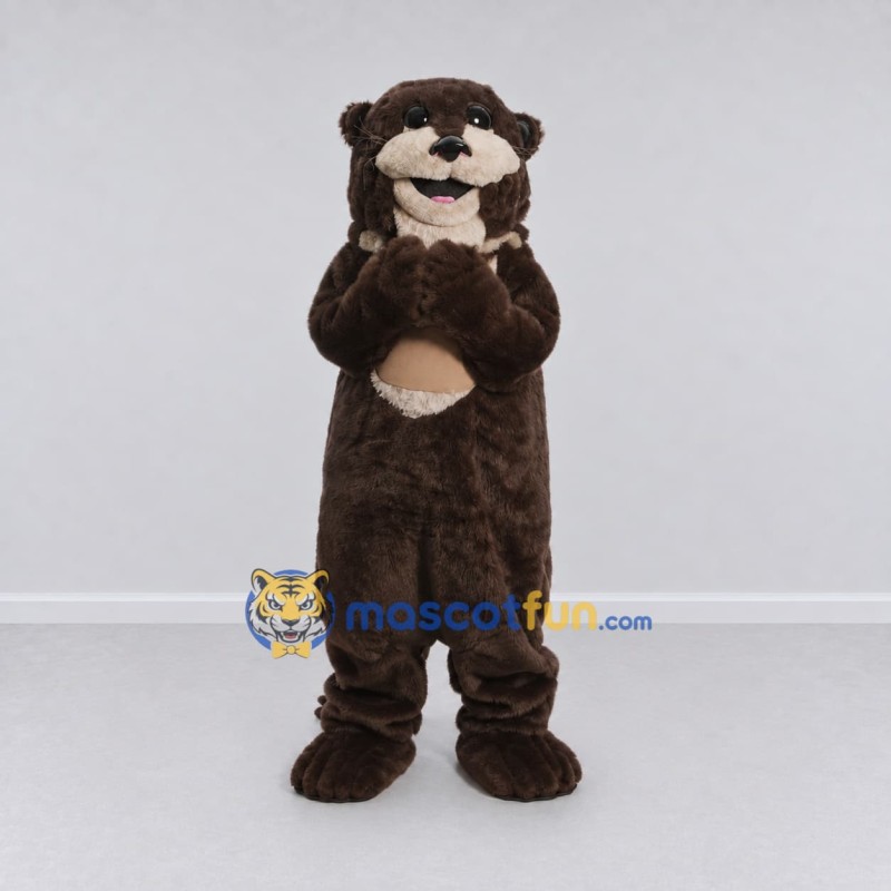 Custom Dark Brown and Tan Otter Mascot Costume Adult Full Body Suit for Wildlife Events Custom Dark Brown and Tan Otter Mascot Costume Adult Full Body Suit for Wildlife Events