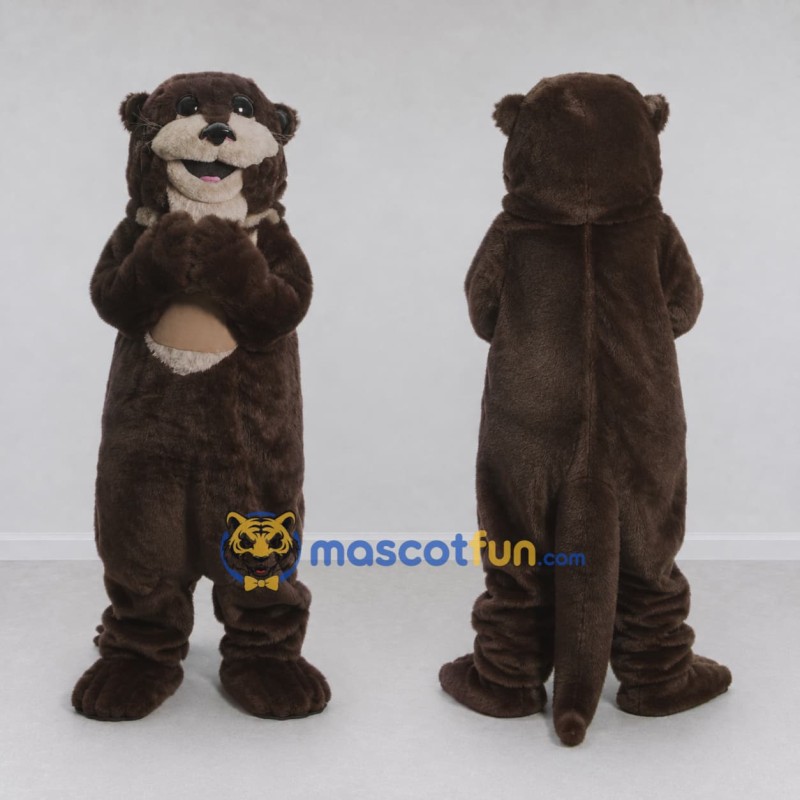Custom Dark Brown and Tan Otter Mascot Costume Adult Full Body Suit for Wildlife Events Custom Dark Brown and Tan Otter Mascot Costume Adult Full Body Suit for Wildlife Events