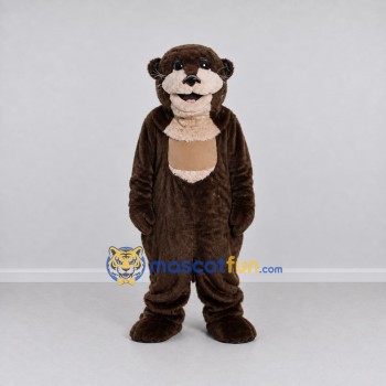 Custom Dark Brown and Tan Otter Mascot Costume Adult Full Body Suit for Wildlife Events