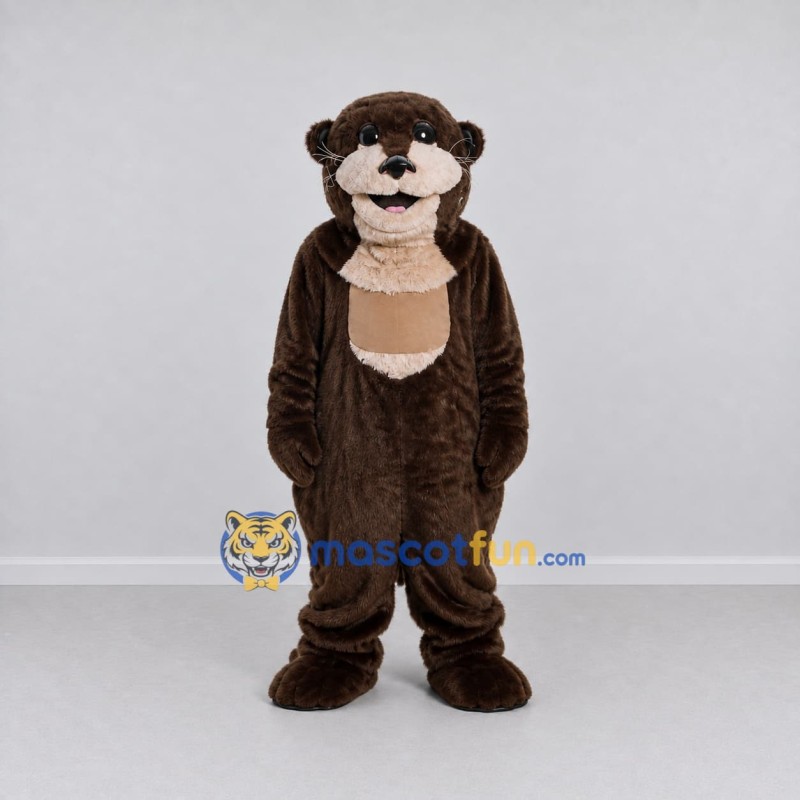 Custom Dark Brown and Tan Otter Mascot Costume Adult Full Body Suit for Wildlife Events