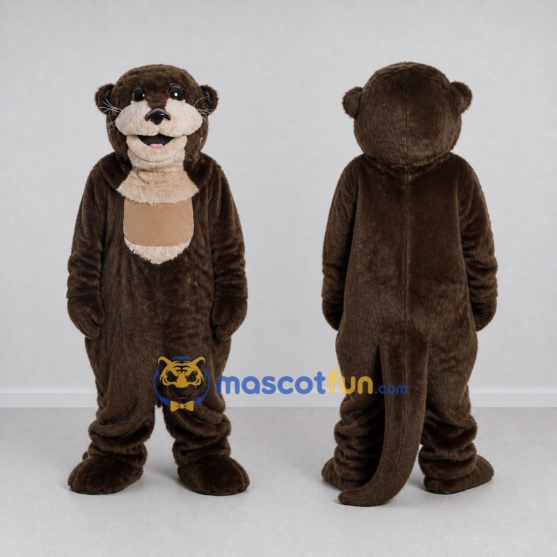 Custom Dark Brown and Tan Otter Mascot Costume Adult Full Body Suit for Wildlife Events