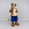 Custom Tan and Blue Otter in Sports Shorts Mascot Costume Adult Full Body Suit for Sports Events
